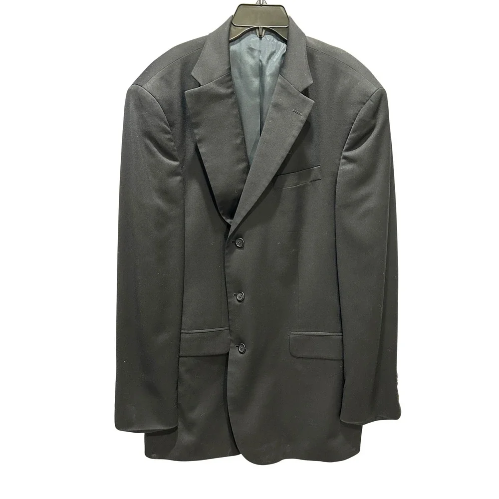 Stafford Mens 44L Black Wool Blend Blazer Sport Coat Business Formal‎